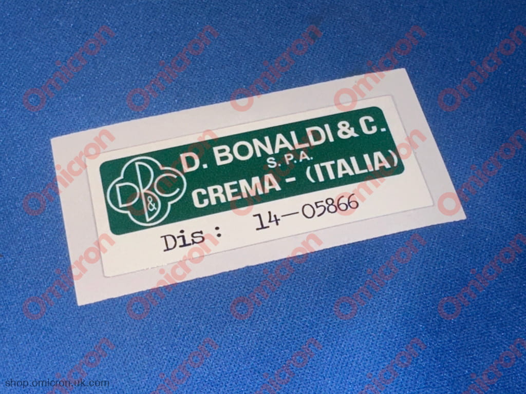 Sticker with 'D. Bonaldi & C. S.P.A.' text on a blue background
