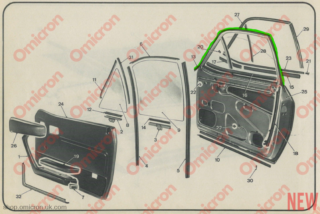 Montecarlo Upper door seal pair BODYSEAL