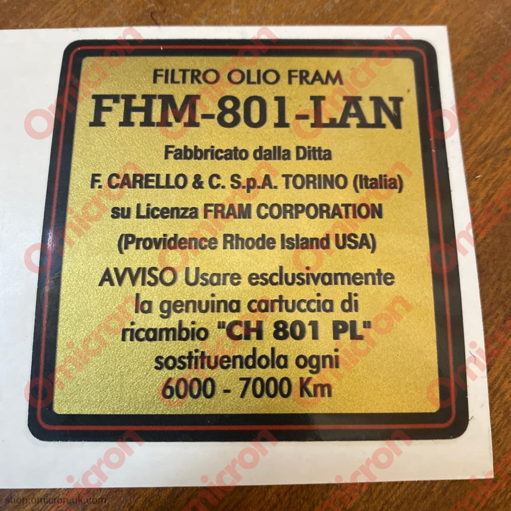 Aurelia oil filter housing sticker OILSTICKER