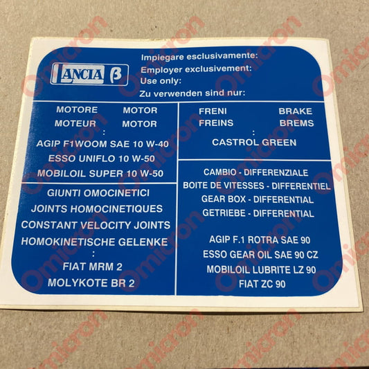 Beta Lubrication Sticker Sticker