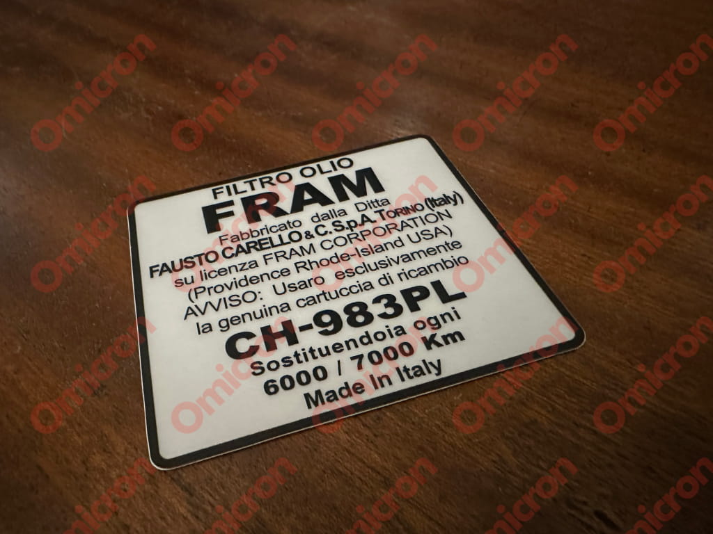 Flavia 815/819 (Some) Oil Filter Cartridge ’Fram’ Sticker Sticker