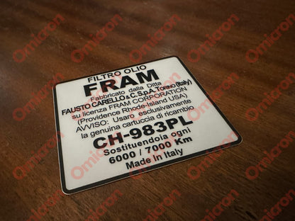 Flavia 815/819 (Some) Oil Filter Cartridge ’Fram’ Sticker Sticker