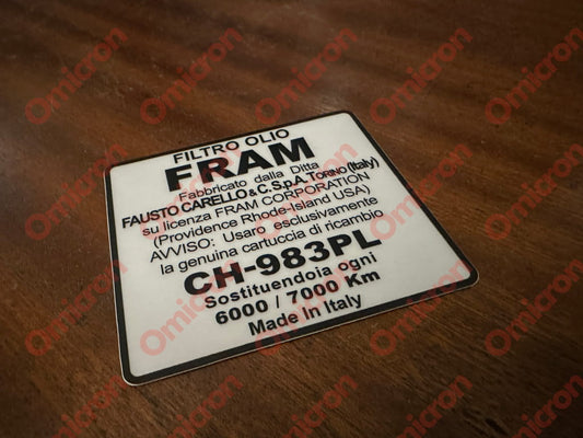 Flavia 815/819 (Some) Oil Filter Cartridge ’Fram’ Sticker Sticker